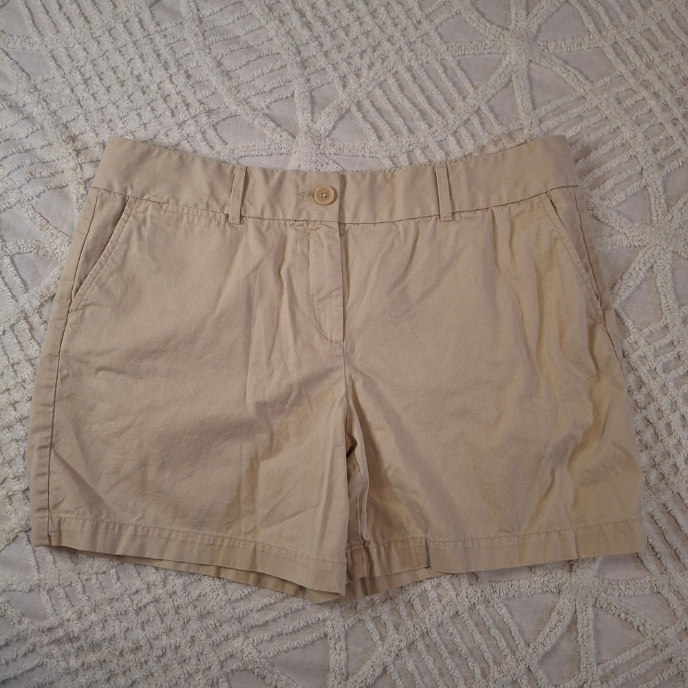 Ann Taylor LOFT Riviera Shorts Womens 14 Tan Khaki Cotton Mid Rise Chino 4"